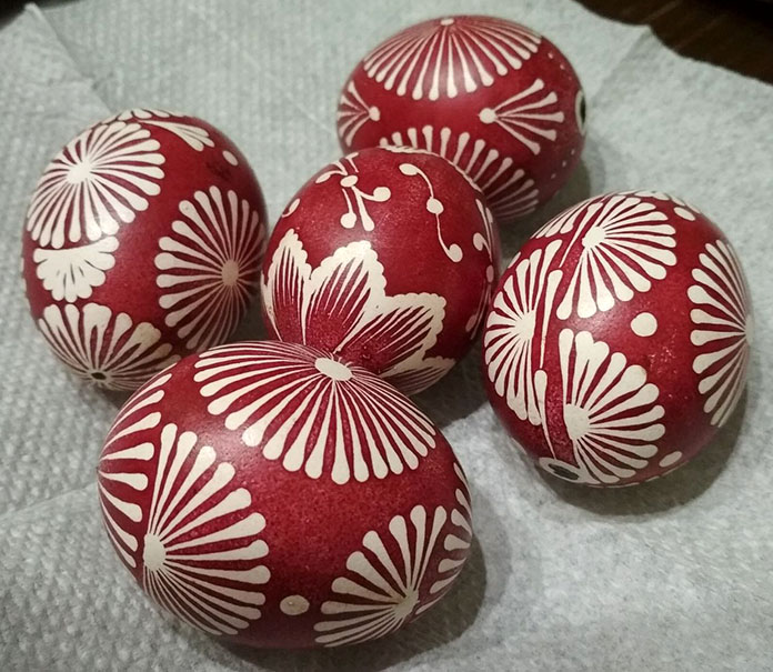 Boykiv Easter eggs: «Lybokhirska», «Bitlyanska», author's «Zori» (Oleksandra Tsuniak)